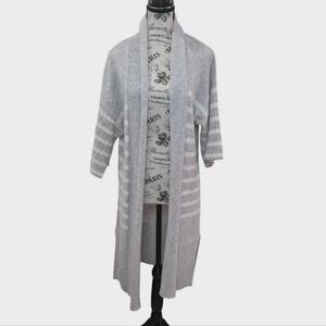 Autumn CASHMERE Gray & White Striped Cardigan *SO soft SMALL (offers welcome 🎊🎉